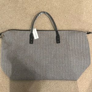 Brown herringbone weekender tote for sale